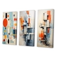 thumbnail image 3 of Designart "Blue Orange Mid Century modern Retro" Abstract Wall Art Set Of 3 - Blue Midcentury Gallery Wall Set For Home Decor, 3 of 6
