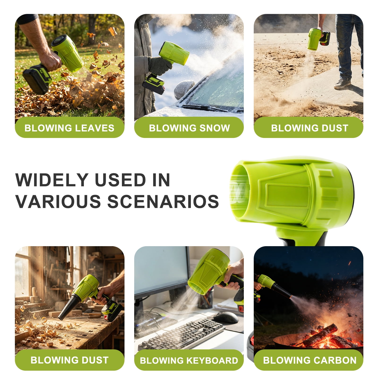 KingFurt Cordless Leaf Blower, High-Speed Dust Blower,24V Turbine blower with Extended Nozzle, for Patio Cleaning Lawn Care Blowing Leaves and Dust