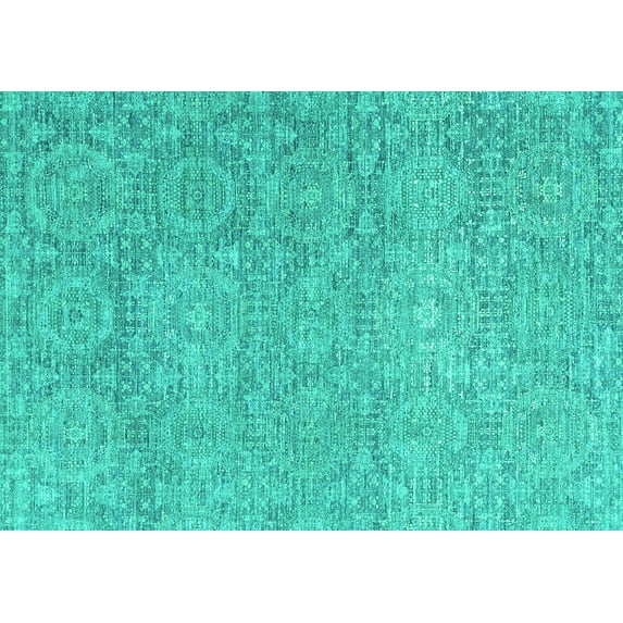 Ahgly Company Indoor Rectangle Abstract Turquoise Blue Modern Area Rugs, 2' x 4'