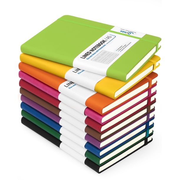 Cuaderno Dynta de tapa dura, tamaño A5, 200 páginas, paquete de 10