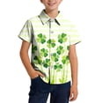 thumbnail image 2 of Blusa y camisa de manga corta con cuello vuelto, moderna e informal, con estampado del Día de San Patricio, con bolsillo, para uniforme escolar, para niños y niñas de 2 a 15 años., 2 of 7