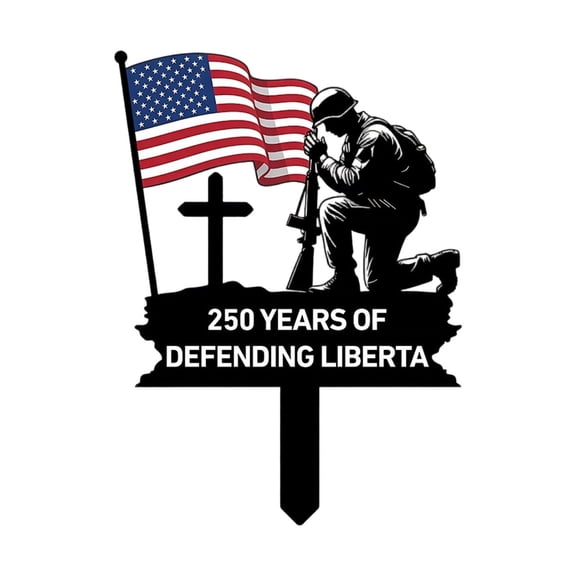 250 Years of Defending Metal Garden Stake, Durable Iron Patriotic Yard Sign, 250th Anniversary Bell Outdoor Decor for Lawn, Garden, and Memorial Display