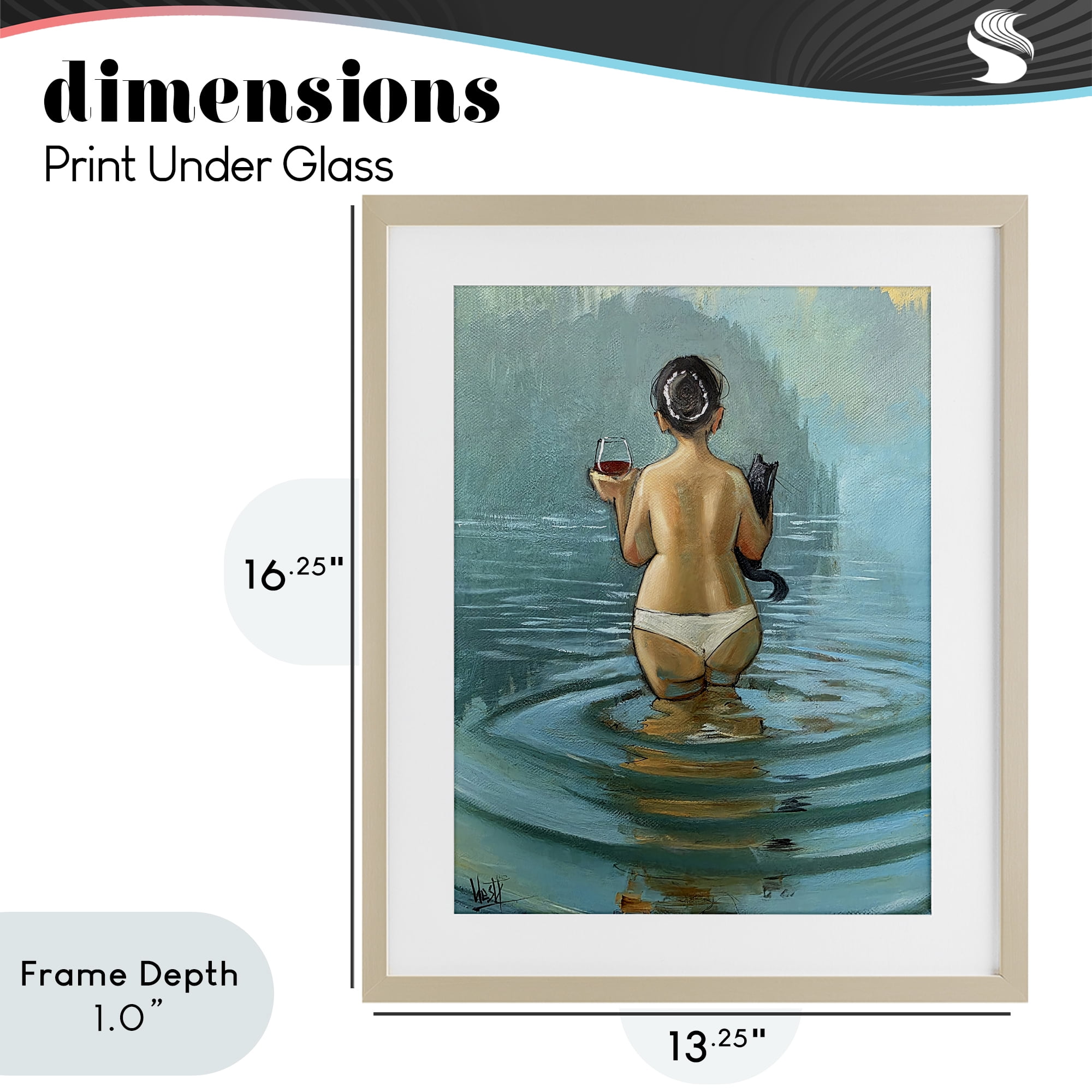 Stupell Industries Cat & Wine Dip At Twilight Birch Framed Print Under Glass, design by Ronald West