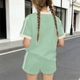 thumbnail image 4 of Amidoa Girls 2 Piece Outfits Summer Clothes Floral Print Short Sleeve Cute T-Shirt and Casual Shorts Kids Clothing Sets Green Size 7, 4 of 6