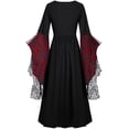 thumbnail image 4 of Witch Costume for Women Gothic Renaissance Medieval Vampire Dress Dramatic Bat Sleeve High Low Hem Masquerade Party Outfit Adult Dark Fantasy Apparel, 4 of 5