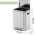 thumbnail image 5 of Kselythan 8 Gallon Dual Trash Can, 15L+15L Stainless Steel Dual Garbage & Recycle Bin with Foot Pedal, Soft Close Lid, Classified Garbage Can with Removable Inner Bucket for Kitchen Living Room Office, 5 of 7