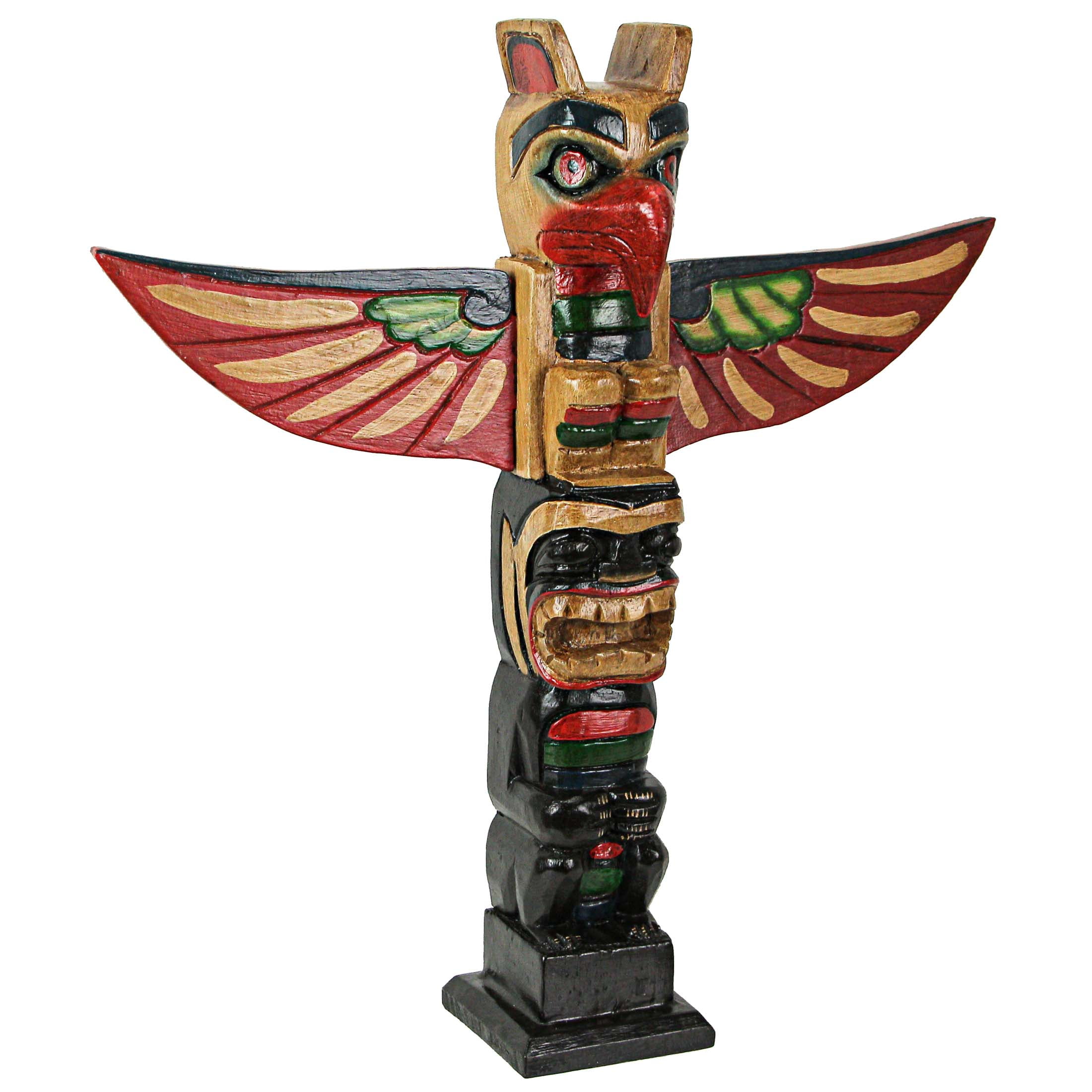 Handcrafted Northwest Coast Style Eagle Totem Pole Sculpture