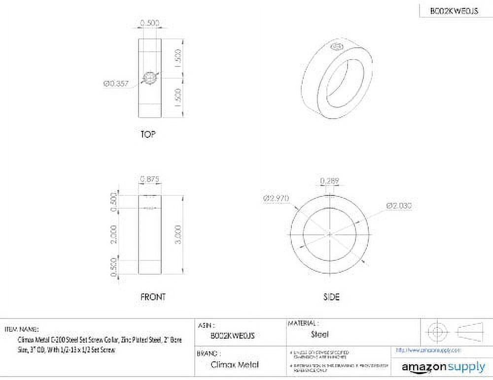 Climax Metal Products C-200 Set Screw Collar C-200