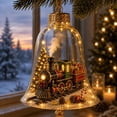 thumbnail image 2 of Clear Christmas Tree Ornaments 3.94 Inch, Lighted Bell Shaped Train Scene Pendant, Glowing Christmas Bell Dome for Tree, 1 Count, 2 of 6