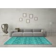 thumbnail image 3 of Ahgly Company Indoor Round Abstract Turquoise Blue Modern Area Rugs, 3' Round, 3 of 4