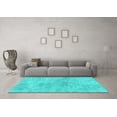 thumbnail image 3 of Ahgly Company Machine Washable Indoor Rectangle Abstract Turquoise Blue Modern Area Rugs, 5' x 7', 3 of 4
