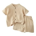 thumbnail image 2 of 12-18 Month Boy Clothes Shorts Toddler Baby Boy Summer Clothes Color Block Short Sleeve Button-down Shirt Tops + Cotton Pants Outfit Set, 2 of 9