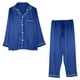 thumbnail image 2 of Pijama de seda satinada para hombre, conjunto de pijama de manga larga y pantalón largo, camisón informal, ropa de dormir cómoda, pijama para hombre, 2 of 8