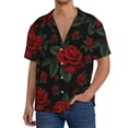 thumbnail image 3 of Daiia Roses Men's Linen Shirts Short Sleeve Casual Shirts Button Down Shirt for Men Beach Summer Wedding Shirt-3X-Large, 3 of 7