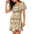 thumbnail image 2 of Yiaed Thanksgiving With A Grateful Heart Print Women's Loose-Fit Short Sleeve Nightgown, Soft and Comfortable Sleep Dress for Relaxation and Sleepwear, 2 of 6