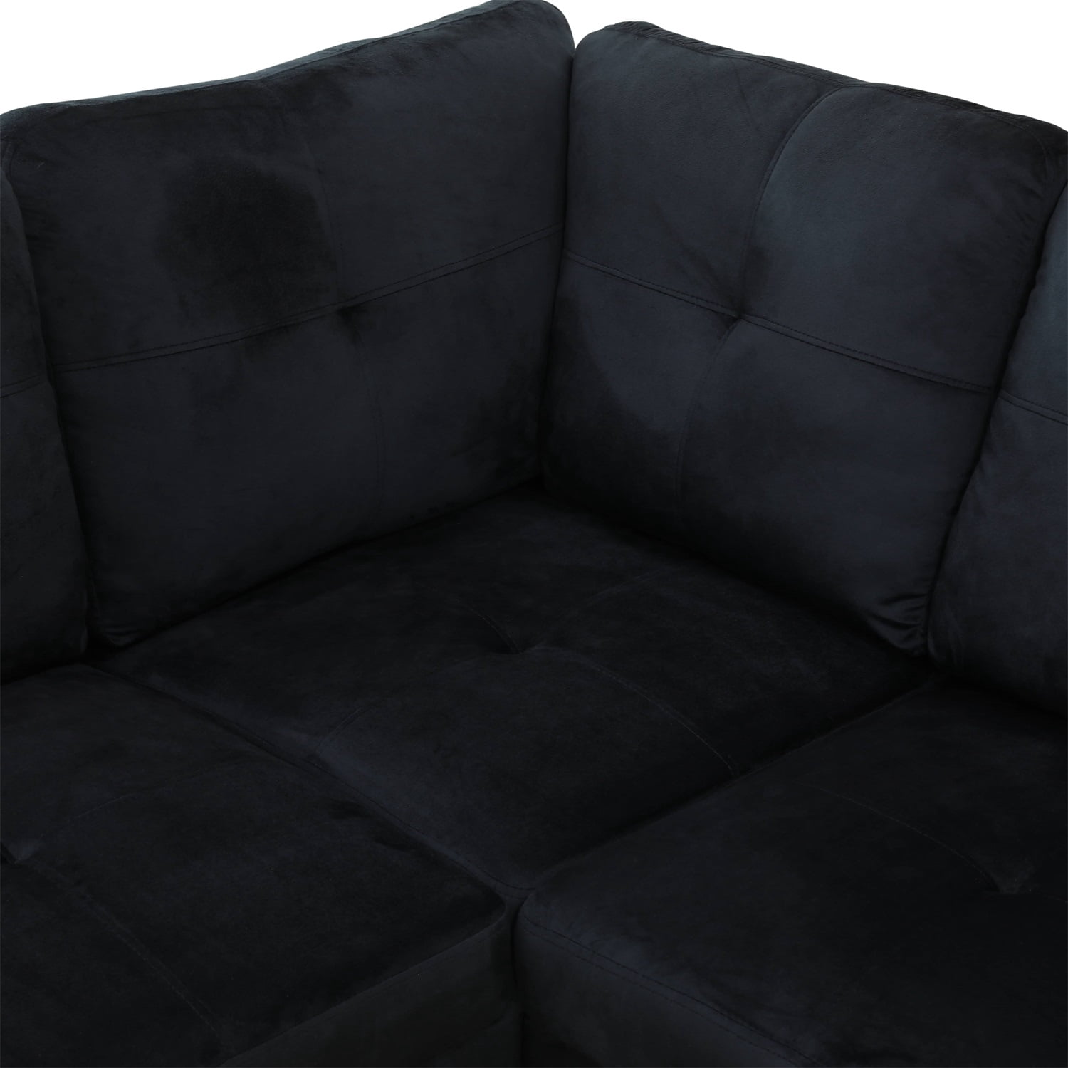 Hommoo Sofa Set, Flannel 2-Piece Couch Living Room Sofa Set,Suitable for Home,Black