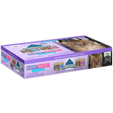 UPC: 0840243121274 | Blue Buffalo Wilderness High Protein Chicken & Salmon Pate Wet Cat Food Variety Pack for Kittens Grain-Free 3 oz. Cans (6 Pack)