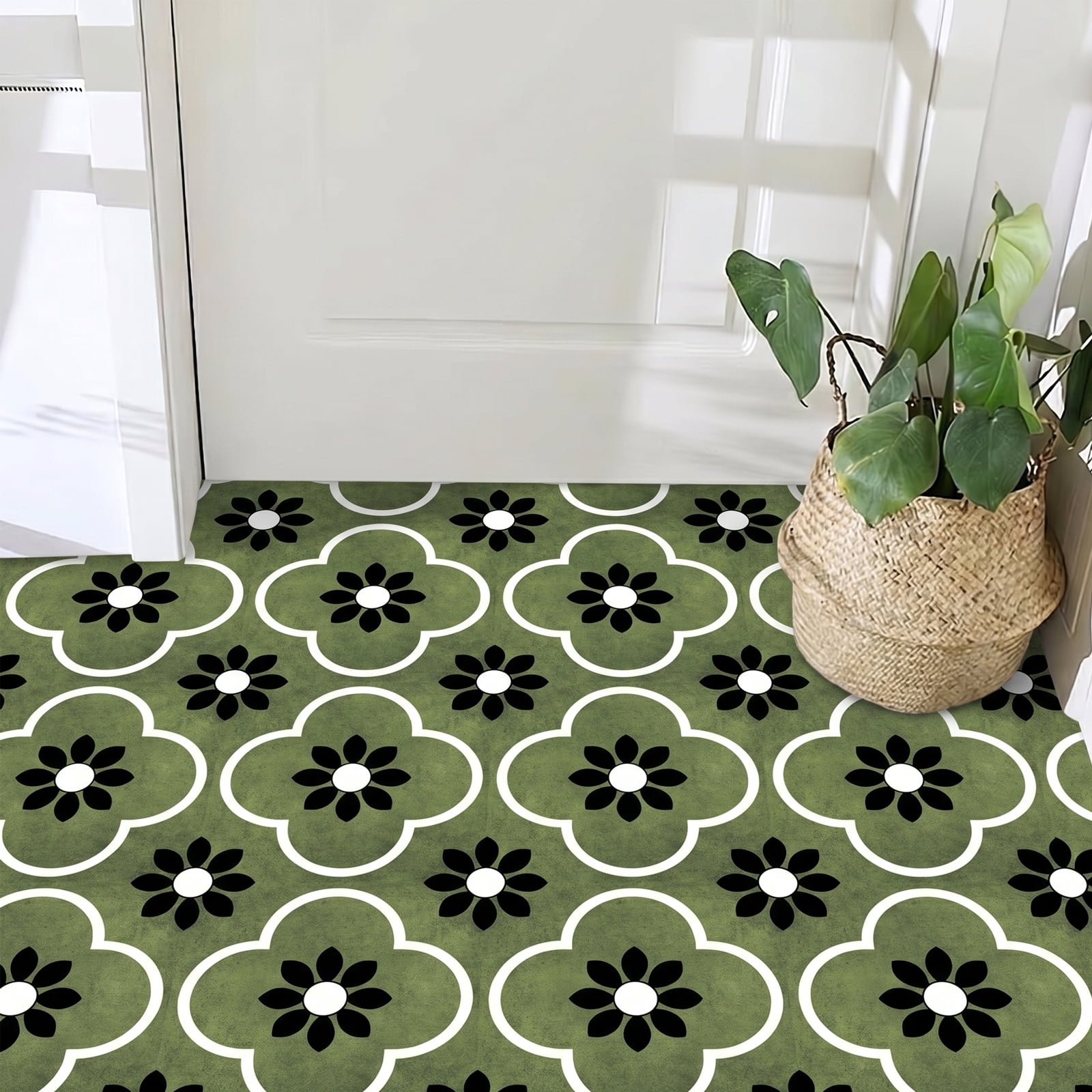 DEWOO Peel and Stick Floor Tile, Peel and Stick Flooring Self Adhesive, Waterproof Vinyl Flooring Suitable for Bathroom, Kitchen, Green(12 x 12 In, 10PCS)
