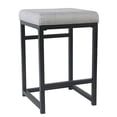 thumbnail image 1 of Open Back Metal Counter Stool with Fabric Upholstered Padded Seat, Gray and Black, 1 of 2