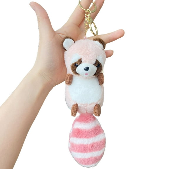 Plush Raccoon Keychain Lovely Pendant Keyring Ornament Keys Holder Backpack Handbag Charm Gift for Girls