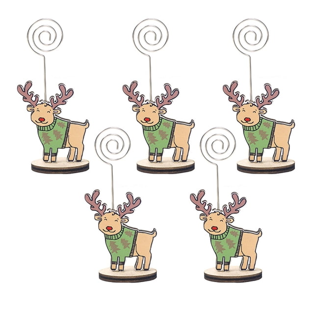 5 Pcs Noël Photo Clips Bureau Message Dossier Wapiti à Motifs Titulaire Noël Fête Note Clip