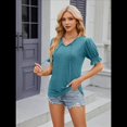 thumbnail image 4 of Blusas Casuales Tipo Túnica para Mujer, Lindas, con Mangas Abullonadas, Corte Entallado, Cuello en V, Estilo Y2k, para Salir, de Verano Azul Pavo Real XXL, 4 of 7