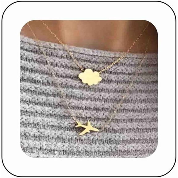 Bohemia Layered Gold Choker Necklace Aircraft Pendant Necklace Airplane Choker Necklace Tiny Cloud Chain Necklace Cute Cloud Necklace Jewelry for Women