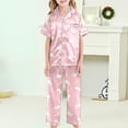 thumbnail image 5 of CAIXIA Kids Pajamas 3 Piece Summer Silk Pj Set Short Sleeve with Shorts & Long Pants Sleepwear Loungewear for Kids Pjs Clothes,26-Light Pink, 5 of 6