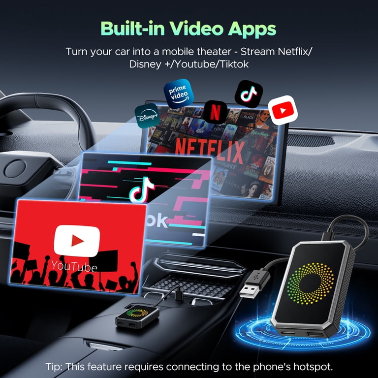 Ai Box Carplay/Android Auto Wireless Adapter, Android 13 6-in-1 Video - Foto 3