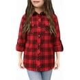 thumbnail image 4 of KISSMODA Plaid Button Down Western Long Sleeve Casual Collared Blouse Girls' 3-14Y, 4 of 5