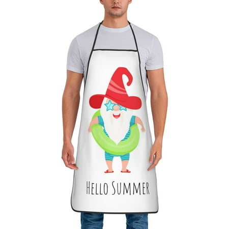 

Matuu Hello Summer Gnome 2 for Cooking Apron for Men and Women Adjustable Strap and Waist Ties for Baking Cooking Gardening