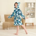 thumbnail image 2 of FORMRS Niños Bathrobe Unisex Hooded Robe Soft Plush Pajamas Sleepwear, Size 2-3T, Blue White Geometric Patterns, 2 of 7