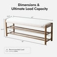 thumbnail image 6 of Entryway Bench, Solid Oak Wood Shoe Rack Bench, 3-Tier Shoe Bench with Sherpa Fabric, Mid Century Shoe Storage Bench for Hallway, Bedroom, 46" White, 6 of 9