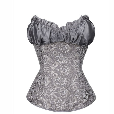 

EQWLJWE Palace Corset Women s Princess Overbust Corset Drape Satin Waist Brocade Bustier Deals Clearance