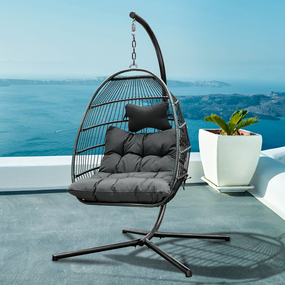 Premium Hanging Egg Swing Chair Fluffy Cushion Large Basket Style Patio