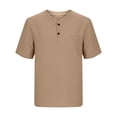 thumbnail image 6 of Boys Henley Shirt Khaki Short Sleeve | Quick Dry Moisture Wicking T-Shirt for Kids | Relaxed Fit Polyester Top with Pocket 5-15 Years,Size 11-12 T, 6 of 9