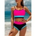 thumbnail image 3 of Sociala Adjustable Straps Bikini Sets for Womens Contrast Sport Tw Pieced Bathing Suits, 3 of 7