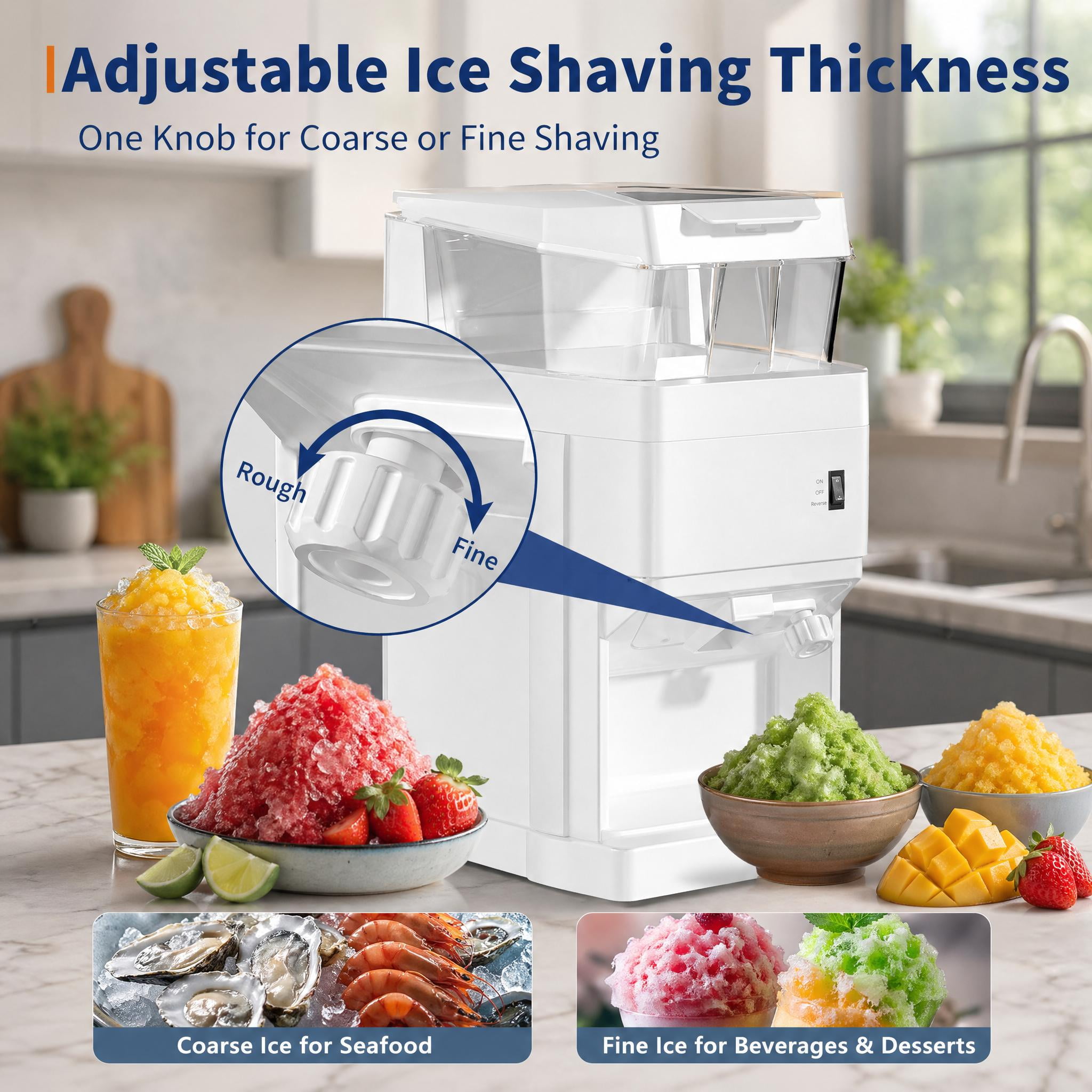 Commercial Ice Shaver Crusher, with 1.85Gal Hopper, 900LBSLBS/H