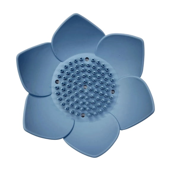 1 Pcs Soap Draining Tray Dish, Flexible Non-Slip Silicone Soap Dish,Lotus Flowers Soap Dish with Drain for Kitchen Bathroom Shower Bathtub Counter