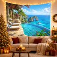 thumbnail image 3 of Infinity Pool on a Tropical Terrace with Sea Arch and Bougainvillea, Serene Coastal Art for Beach Lovers, Scenic Wall Decor Housewarming Gift Tapestry Wall Hanging for Bedroom and Living Room, 3 of 7