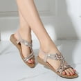thumbnail image 2 of Rokment Boho Glitter Flower Rhinestones Wedge Dress Sandals for Women Bride Wedding Summer Beach Sparkly Leather Open Toe Low Heels Elastic Slingback Sandals Pink Size 9, 2 of 4