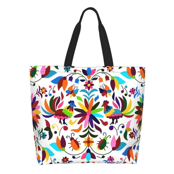 Kdxio Mexican Bright Style Casual Tote Bags Women Big Capacity Shoulder Bag for Women Travel Shoulder Bags Handbags