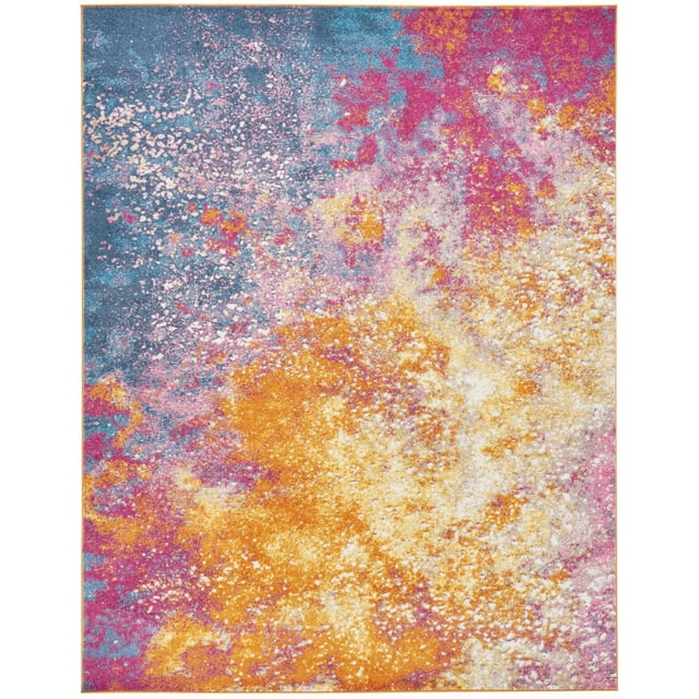 homeroots home decor 385381 7’ x 10’ Abstract Brights Sunburst Area Rug