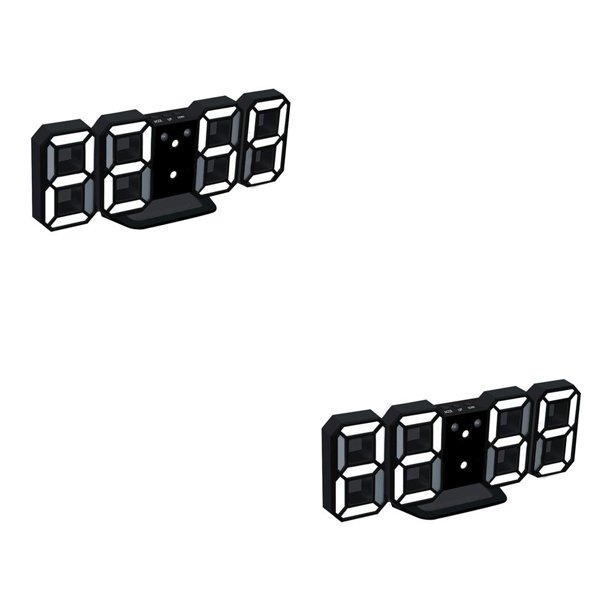 sweethay Reloj de pared LED 3D, reloj de Digital de diseño moderno, alarma, luz nocturna, reloj de pared Saat para decoración de sala de blanco 2piezas