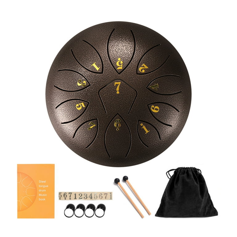 TBOLINE 6 Inch 11 Note Tongue Drum with Drumsticks Hand Pan