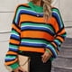thumbnail image 1 of Suéter De Otoño A Rayas Para Mujer Lady Cozy Jerseys de manga larga Casual Loose Patchwork Pullover Cómodo uso diario Kuymtek Verde S para Mujer, 1 of 8