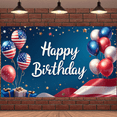 thumbnail image 5 of Patriotic Design Happy Birthday Banner American Flag Balloon Celebration Decor for Birthday Party Indoor Outdoor Events, 5 of 7