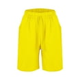 thumbnail image 3 of QIJUNTUO Women's Drawstring Waist Casual Solid Shorts Summer Breathable Shorts With Deep Side Pockets Perfect For Daily Wear And Lounge Yellow, 3 of 8