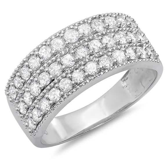 Dazzlingrock Collection 1.00 Carat (ctw) 10K White Round Diamonds Ladies Anniversary Wedding Band 1 CT, White Gold