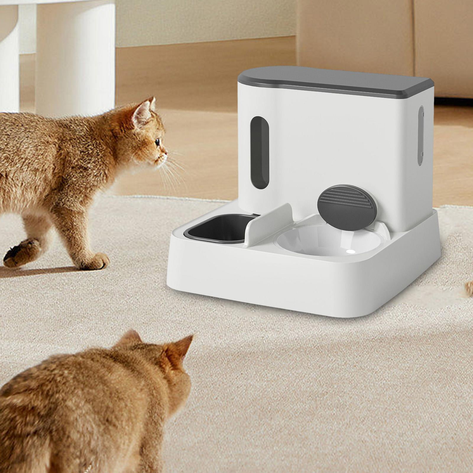 Automatic Cat Feeder Water Drinking Bowl Travels Pets Supplies Feeding and Drinking Container Cat Feeder and Water Dispenser gray